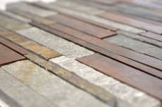 Mosaico de azulejos de piedra natural de cobre gris óxido compuesto barras de pared frente a la pared azulejos backsplash cocina - MOS47-XSK565