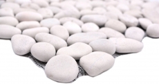 Piedra de río guijarro guijarro curvado blanco crema marfil plato de ducha pared de ducha azulejo backsplash cocina - MOS30-0102