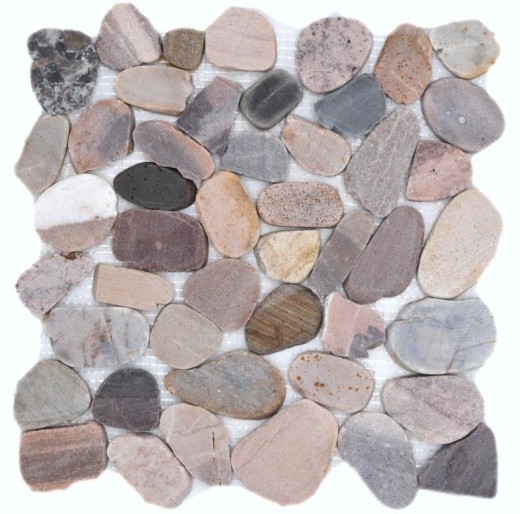 Azulejo río guijarro piedra guijarro corte beige gris rojo verde crema arena plato de ducha azulejo backsplash cocina - MOS30-0204