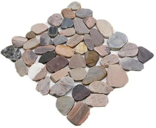 Azulejo río guijarro piedra guijarro corte beige gris rojo verde crema arena plato de ducha azulejo backsplash cocina - MOS30-0204