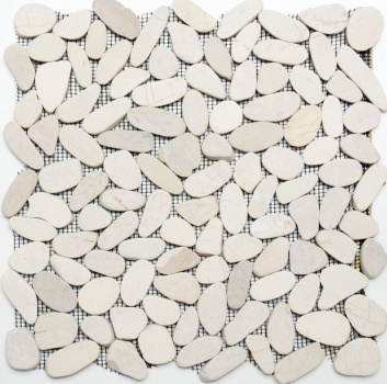 Muestra de mano mosaico azulejo río guijarro piedra guijarro corte blanco 5 7 MOS30-IN14_m