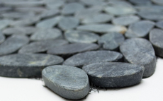 Río guijarro piedra guijarro corte negro gris oscuro antracita plato de ducha azulejo backsplash cocina - MOS30-IN24