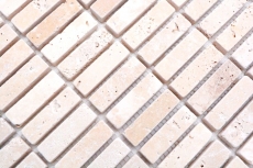 Travertino mosaico azulejos terraza pared suelo piedra natural beige crema tira azulejo backsplash pared revestimiento cocina azulejo cuarto de baño - MOS43-46158
