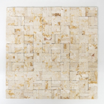 Muestra de mano mosaico azulejo mármol piedra natural parquet Splitface soleado beige 3 D MOS42-x3d63_m