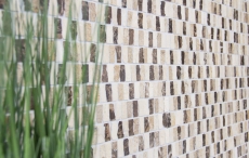 Mármol mosaico de azulejos de piedra natural palillos beige crema marrón oscuro backsplash cocina - MOSSopo-M10-VH21
