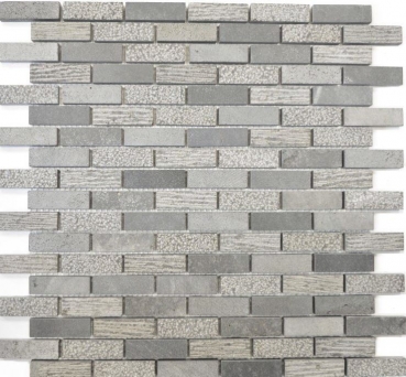 Mosaico de mármol de piedra natural gris cemento gris antracita ladrillo mirada talla azulejo backsplash cocina - MOS40-B49