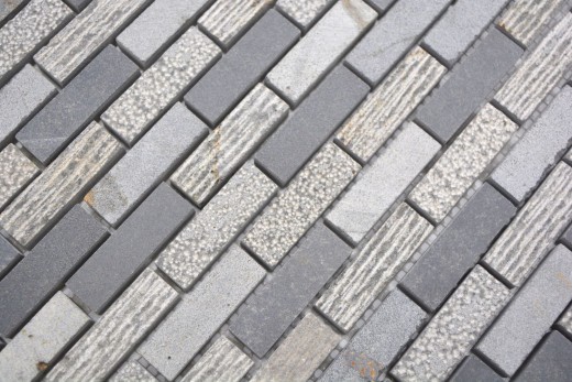 Mosaico de mármol de piedra natural gris cemento gris antracita ladrillo mirada talla azulejo backsplash cocina - MOS40-B49
