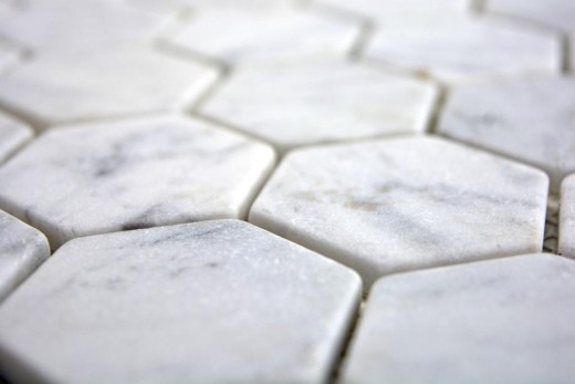 Mármol azulejo de mosaico de piedra natural hexágono blanco antracita Carrara mirada backsplash azulejo de la pared - MOS44-0103