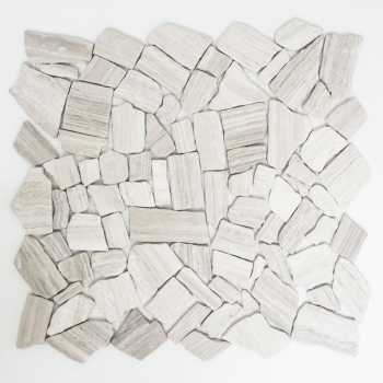 Mosaico de mármol de cantera de piedra natural poligonal gris rayas gris claro plata azulejo backsplash pared backsplash cocina - MOS44-0202