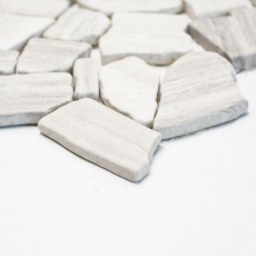 Mosaico de mármol de cantera de piedra natural poligonal gris rayas gris claro plata azulejo backsplash pared backsplash cocina - MOS44-0202