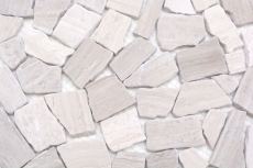 Mosaico de mármol de cantera de piedra natural poligonal gris rayas gris claro plata azulejo backsplash pared backsplash cocina - MOS44-0202