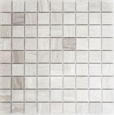 Mármol mosaico azulejo piedra natural gris claro raya gris mirada ducha pared piso - MOS42-0204