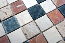 Mármol mosaico de azulejos de piedra natural crema beige rojo verde al azar mampara de ducha - MOS42-1204