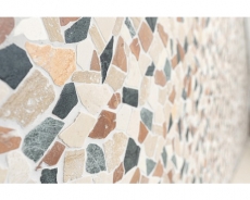 Mosaico de mármol de cantera de piedra natural crema beige rojo verde poligonal al azar salpicaduras azulejo backsplash cocina - MOS44-1204