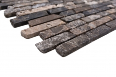 Mosaico de mármol de piedra natural de ladrillo compuesto varillas Impala marrón oscuro flameado revestimiento de paredes cocina cuarto de baño - MOS40-1304