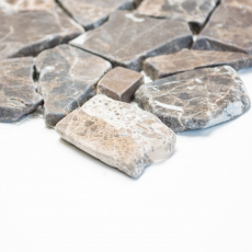 Mosaico de mármol de cantera de piedra natural Poligonal Impala marrón oscuro flameado revestimiento de pared salpicaduras - MOS44-1306