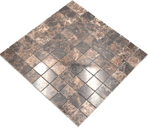 Mosaico de mármol piedra natural marrón oscuro mezcla pulido brillante backsplash cocina - MOS42-1306