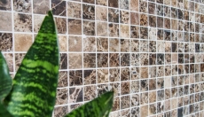 Mosaico de mármol piedra natural marrón oscuro mezcla pulido brillante backsplash cocina - MOS42-1306
