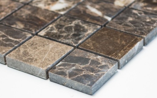 Mosaico de mármol piedra natural marrón oscuro mezcla pulido brillante backsplash cocina - MOS42-1306