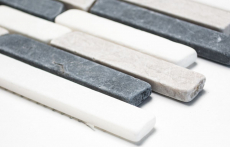Muestra de mano mosaico azulejo mármol piedra natural beige gris negro Ladrillo Botticino Nero MOS40-0204_m