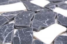Mosaico de mármol piedra natural blanco negro antracita poligonal azulejo splashback cocina cuarto de baño - MOS44-0204