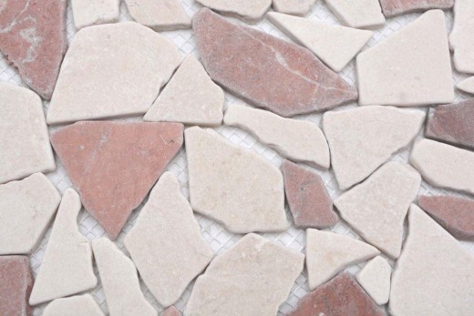 Mosaico de mármol de cantera de piedra natural de color rojo beige poligonal Rosso Verona salpicaduras de azulejos backsplash pared de la cocina - MOS44-1002