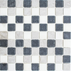 Muestra de mano mosaico mármol piedra natural beige gris negro mármol Botticino Nero MOS40-MOS32/1125_m