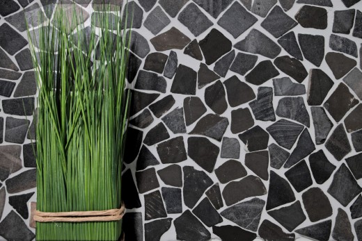 Mosaico de mármol de cantera de piedra natural gris antracita poligonal azulejo backsplash pared de la cocina cuarto de baño - MOS44-30-120