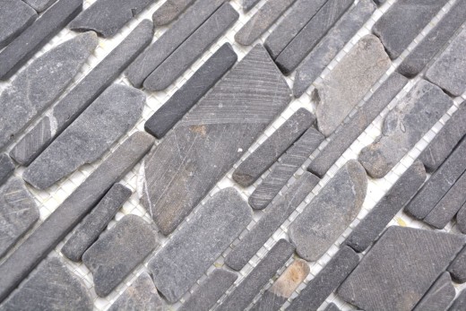 Mosaico de mármol de piedra natural gris antracita ladrillo mosaico de azulejos de ladrillo de bonos backsplash revestimiento de paredes - MOS40-0210