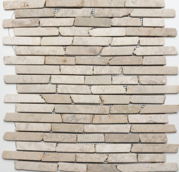 Muestra de mano mosaico azulejo mármol piedra natural beige claro Ladrillo Biancone MOS40-0105_m