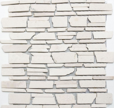 Mosaico de mármol de piedra natural de color beige claro crema de ladrillo mosaico de azulejos de ladrillo de bonos backsplash cuarto de baño paneles de pared - MOS40-0200