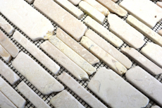 Mosaico de mármol de piedra natural de color beige claro crema de ladrillo mosaico de azulejos de ladrillo de bonos backsplash cuarto de baño paneles de pared - MOS40-0200