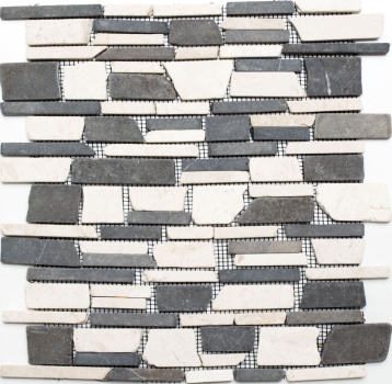 Muestra de mano mosaico azulejo mármol piedra natural beige negro ladrillo mosaico BianconeJava MOS40-0205_m