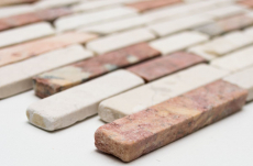 Muestra de mano mosaico azulejo mármol piedra natural beige rojo Ladrillo RossoCream MOS40-0135_m