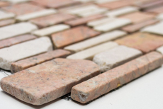 Muestra de mano mosaico azulejo mármol piedra natural beige rojo ladrillo mosaico Biancone Rosso MOS40-0225_m