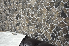Mosaico de mármol de cantera de piedra natural de color beige marrón oscuro poligonal Castanao salpicaduras de azulejos de la pared cocina cuarto de baño - MOS44-30-180