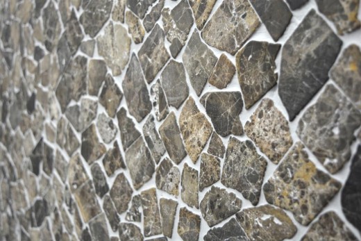 Mosaico de mármol de cantera de piedra natural de color beige marrón oscuro poligonal Castanao salpicaduras de azulejos de la pared cocina cuarto de baño - MOS44-30-180