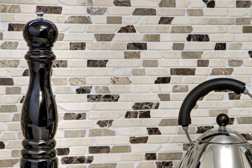 Mosaico Mármol Piedra Natural beige marrón crema Ladrillo Castanao Compuesto Palillos Backsplash Pared Cocina - MOS40-0195