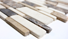 Muestra de mano mosaico azulejo mármol piedra natural beige marrón ladrillo mosaico Castanao Biancone MOS40-12-295_m