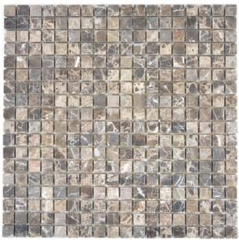 Mármol azulejo de mosaico de piedra natural de color beige claro mezcla de marrón oscuro mini azulejo cuadrado backsplash pared revestimiento de baño - MOS38-1313