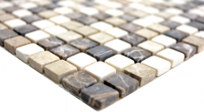 Muestra de mano mosaico azulejo mármol piedra natural beige marrón Castanao Biancone MOS38-1213_m