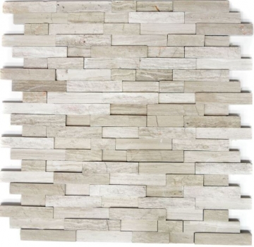 Muestra de mano mosaico azulejo mármol piedra natural Ladrillo Splitface rayas gris MOS40-3D20_m
