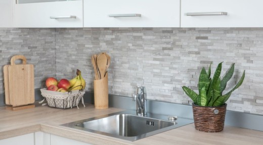 Splitface mármol mosaico de pared de piedra natural de ladrillo gris claro raya backsplash azulejo de la pared - MOS40-3D20