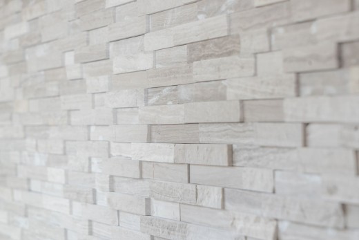 Splitface mármol mosaico de pared de piedra natural de ladrillo gris claro raya backsplash azulejo de la pared - MOS40-3D20