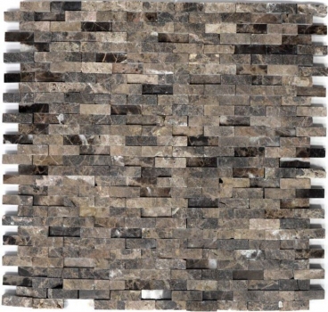 Muestra de mano mosaico azulejo mármol piedra natural marrón claro Ladrillo Splitface Emperador 3D pequeño MOS40-3D76_m