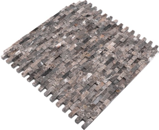 Splitface mármol mosaico de piedra natural de piedra marrón oscuro ladrillo de la pared de bonos óptica 3D cocina cuarto de baño - MOS40-3D76