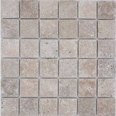 Travertino mosaico azulejos terraza pared suelo piedra natural Medio beige claro crema pared revestimiento plato ducha pared cocina azulejo - MOS43-46048