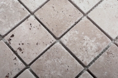 Travertino mosaico azulejos terraza pared suelo piedra natural Medio beige claro crema pared revestimiento plato ducha pared cocina azulejo - MOS43-46048