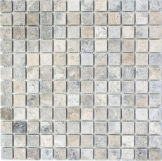 Travertino mosaico azulejos terraza pared suelo piedra natural luz gris plata beige backsplash pared azulejo cocina azulejo plato de ducha - MOS43-47023