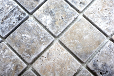 Mosaico de azulejos de travertino piedra natural blanco gris plata Antiguo Travertino MOS43-47048_f